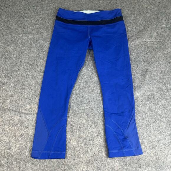 Lululemon Leggings Womens 6 Cropped 21" Blue Inspire Run Athletic Gym Workout - Picture 1 of 10